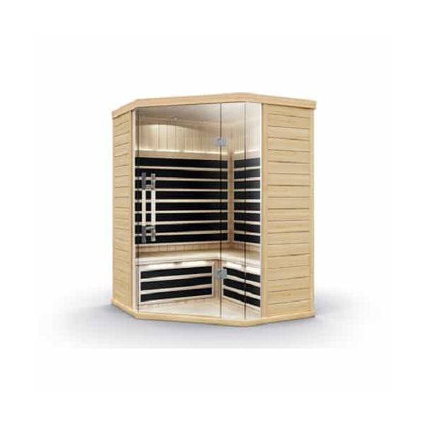 SAUNA FINLANDESE 6-7 POSTI 200X200 CM KING - VETRO 8MM - STUFA HARVIA  ECO-TECH - NUOVO PC - OZONO - RADIO + MP3 - MP4 - USB - BLUETOOTH -  AROMATERAPIA 